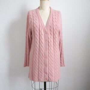 Dusty Rose Pink Angora Blend Cardigan Long Length Sooo Soft and Cuddly